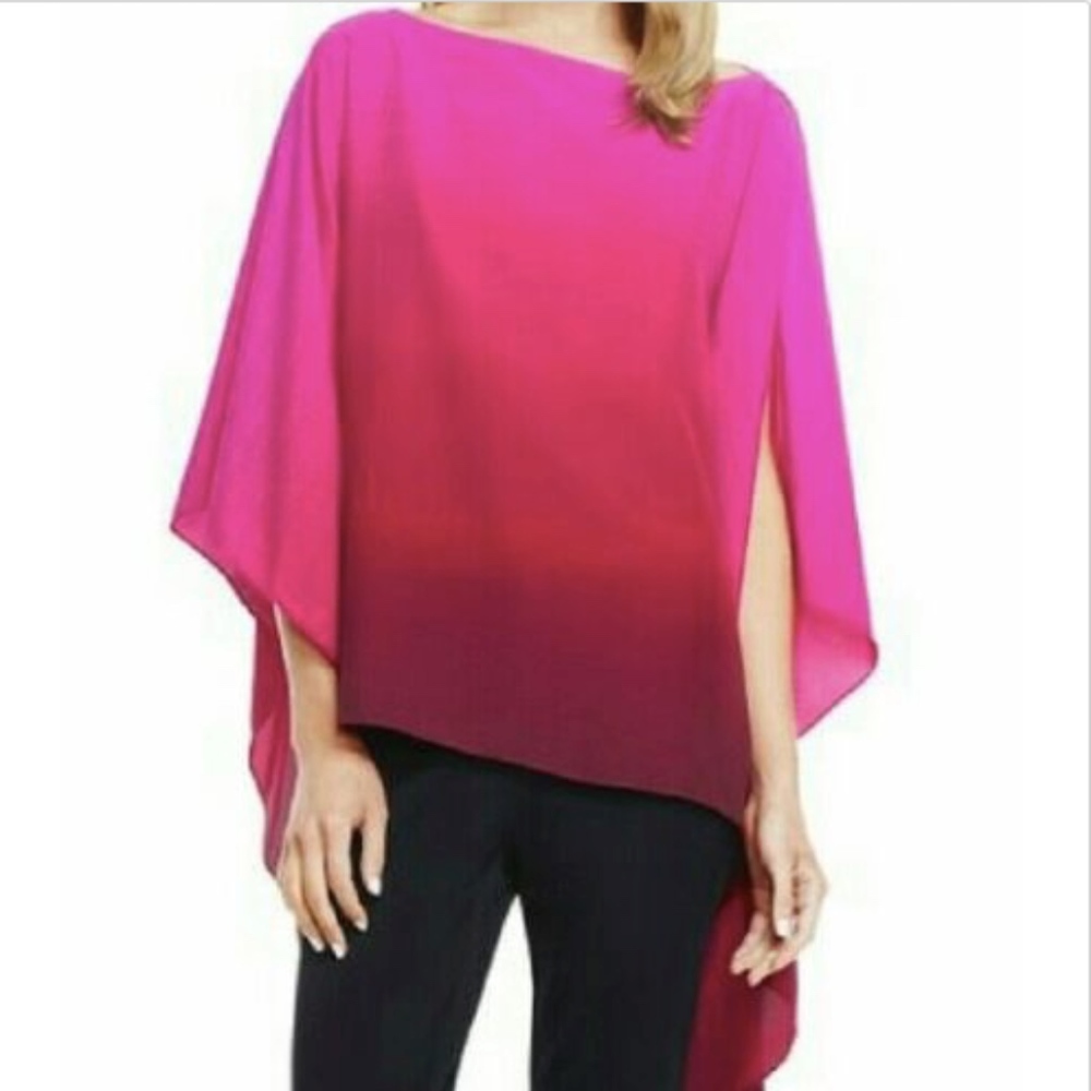 Vince Camuto Hot Pink Ombre Poncho Top EUC!
